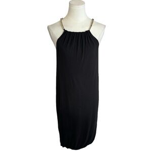 M MISSONI Black Halter Neck Shift Dress Beach Size M‎ Vacation Metal Detail NWT